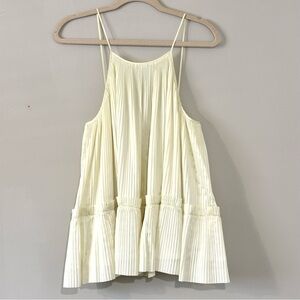 Lewit Pleated Ivory Tank Top Designer Flowy Tiered Blouse Minimal Chic